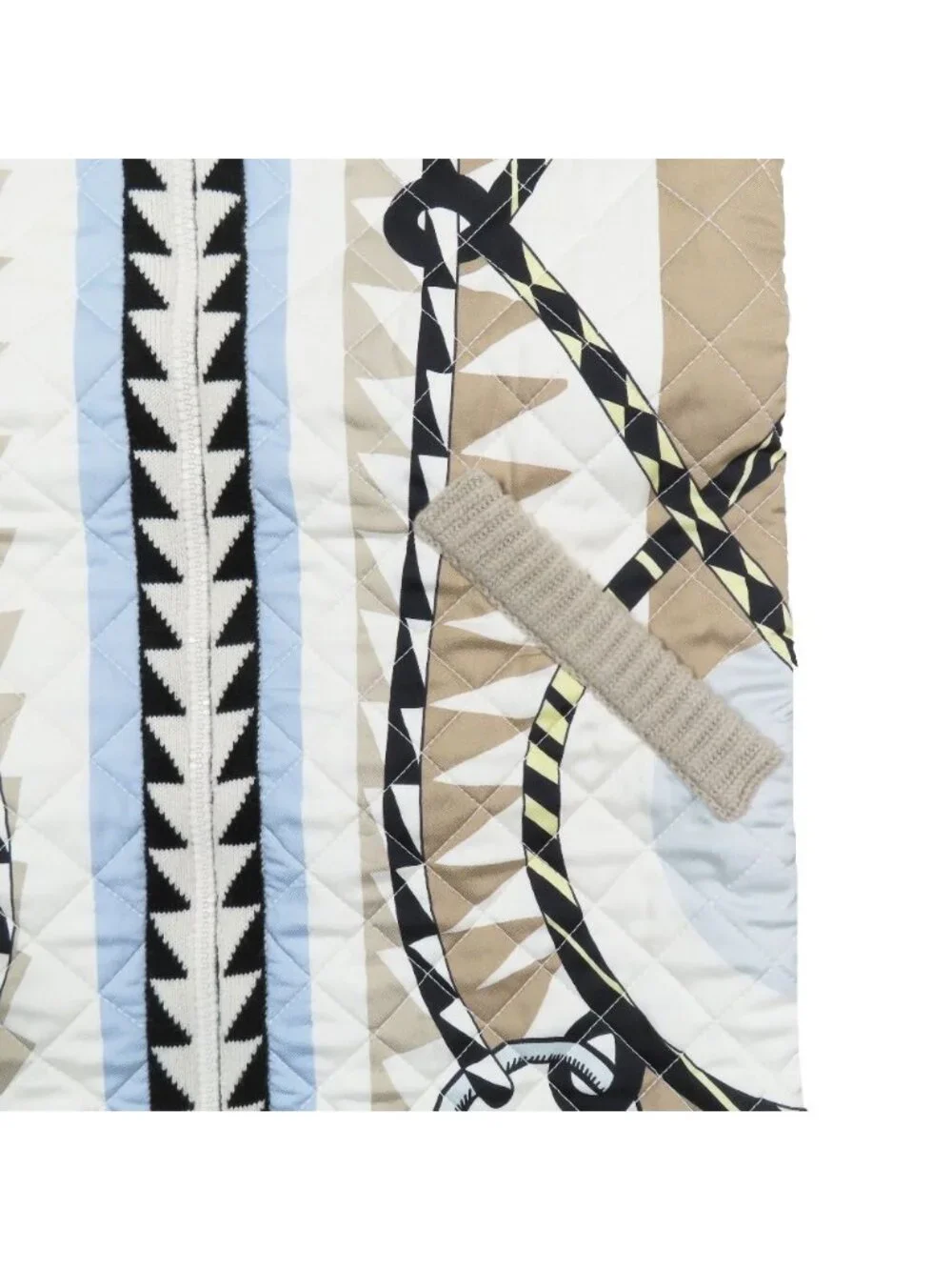 Hermes Twill Rene Cassil Scarf Print Knit Contrast Quilted Long Down Jacket - Picture 5 of 11